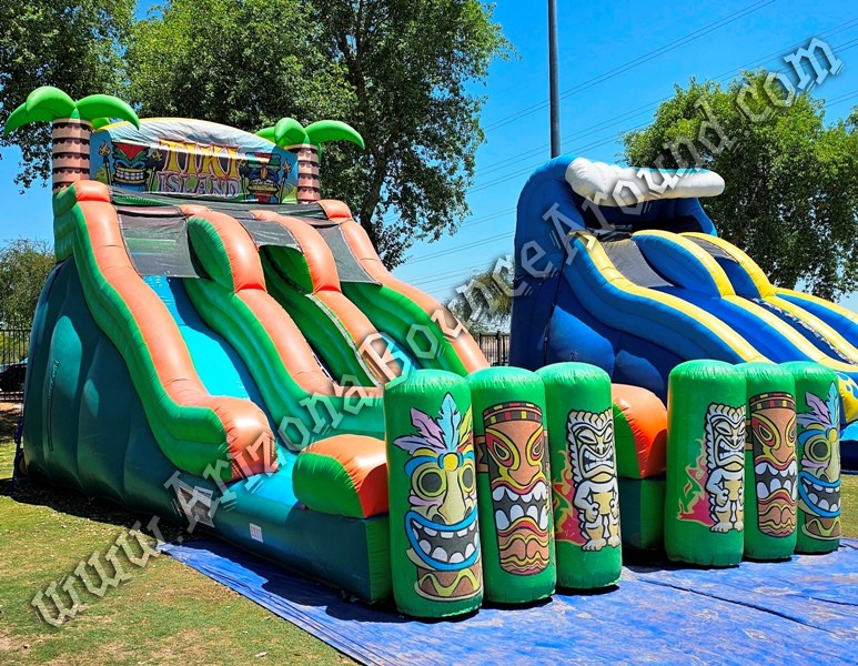 19' Dual Lane Tiki Island Water Slide Rental - Phoenix, Scottsdale, Chandler, Arizona